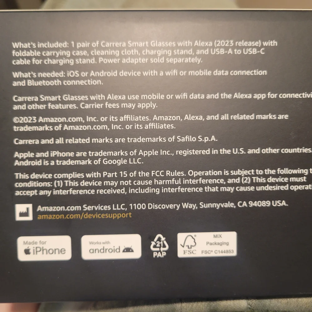 NIB Carrera Black Smart Sunglasses With Alexa
